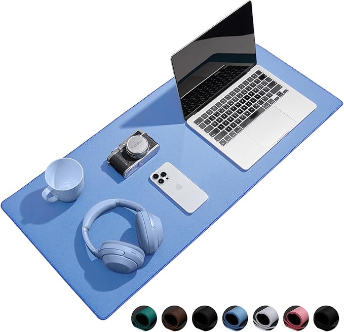 Waterproof Large Gaming Mouse Pad with Durable Stitched Edges, Non-Slip Rubber Base, Grainy Jacquard Mouse Mat Desk Pad for Home Office Gaming, 27.5"*11.8"*0.12", Blue