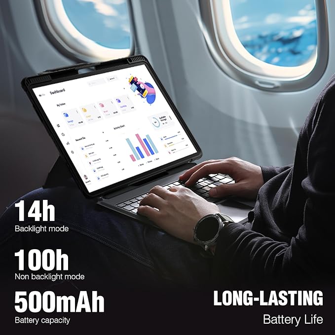 Nillkin iPad Air 13 inch Case Keyboard (M3,2025/M2,2024), Slide Camera Cover, iPad Pro 12.9 Protective Case with Wireless Detachable Keyboard, Multi-Touch Trackpad and Pencil Holder