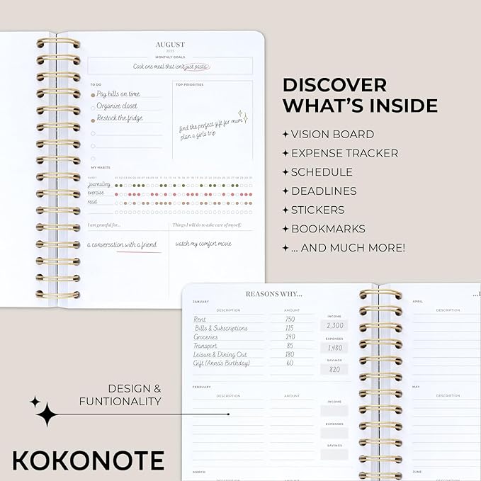 Planner 2025-2026 Ohara Koson - Planner for Women 17 Month(Aug 25/ Dec 26) | Weekly & Monthly Academic planner 2025-2026 | 6.4" x 7.9" | Hardcover Agenda 2025 | Thick paper 120 g/m²