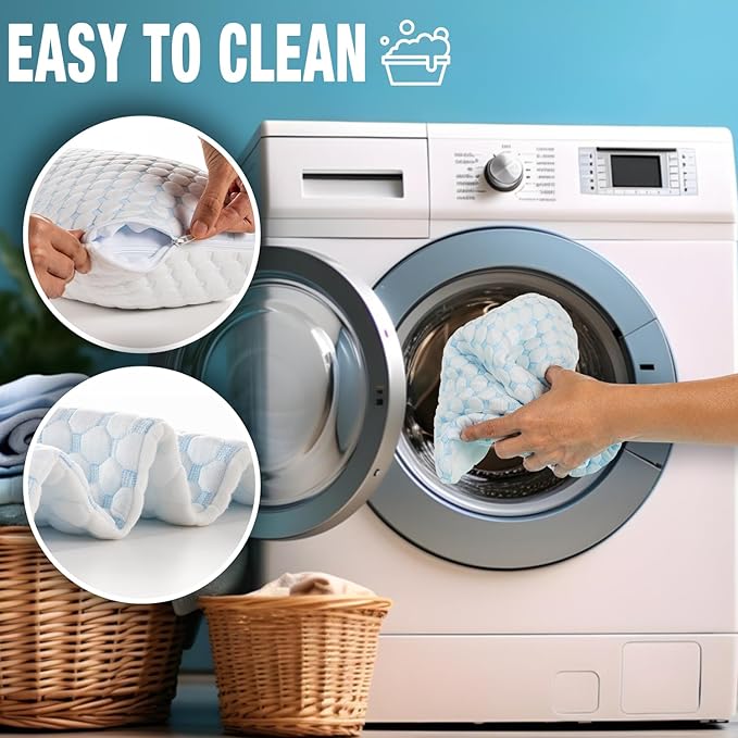 alkamto Cooling Shredded Memory Foam Pillow for Travel and Camping – Adjustable Gel for Personalized Support – Double-Sided Ice Silk & Soft Rayon – Lightweight, Compressible (White) (Travel)