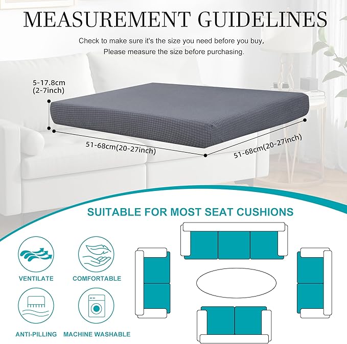 12Pcs Stretch Patio Cushion Covers,Outdoor Couch Covers Replacement,Outdoor Couch & Sofa Slipcovers,for Patio Furniture Cushion Covers,Washable Reusable Furniture Protector (Grey,Cover Only)