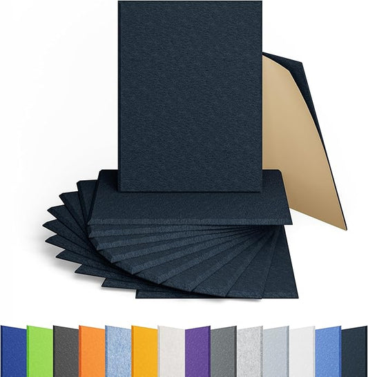 12 Pack Acoustic Panels Self Adhesive Sound Proof Foam, High Density Sound Acoustic Panel, 16X12X0.4 Inch 4:3 Rectangle Panels in Home, Office, Reccording Room, Studio,more(Dark Blue)
