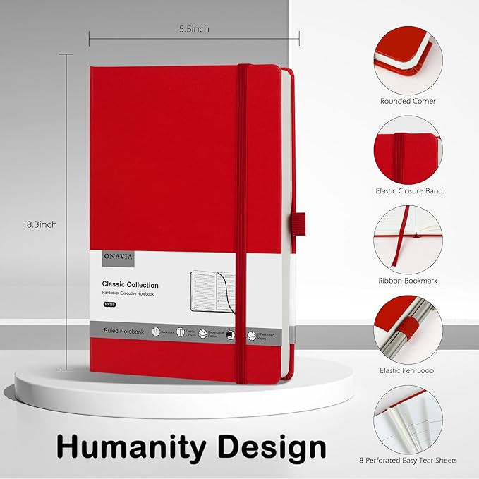 Lined Journal Notebooks for Work, Travel, College, (A5 Size 100 GSM Thick Paper) - Classic Ruled, Hardcover Notepad for Writing 160 Pages, 5.5 x 8.3 inch, Multipack Journals