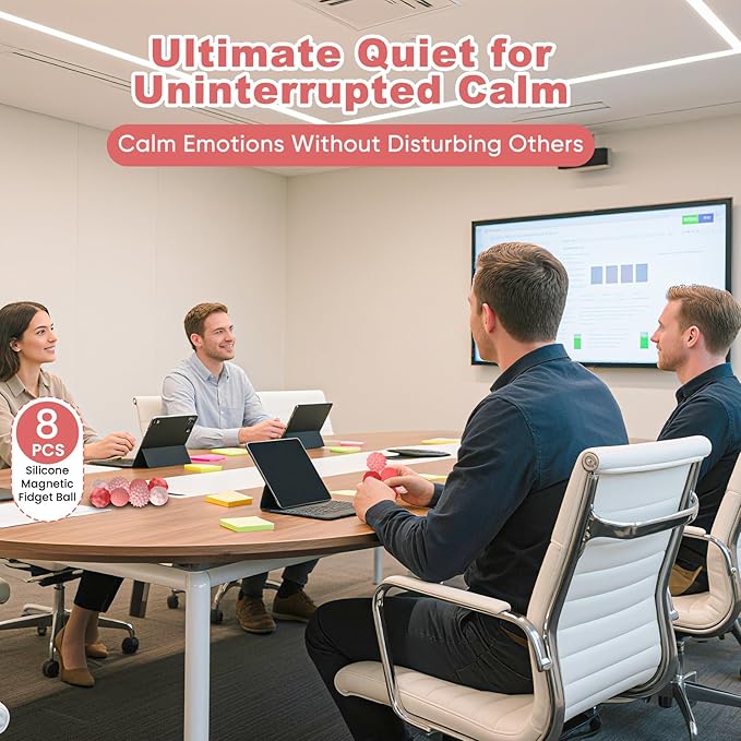 4 Pieces Fidget Toys Adults Magnetic Fidget Balls Silicone Magnetic Fidgets Anxiety Relief Items for Anxiety ADHD Portable Desk Toys for Office Travel Home Party Gift Class Prizes(Pink, 4)