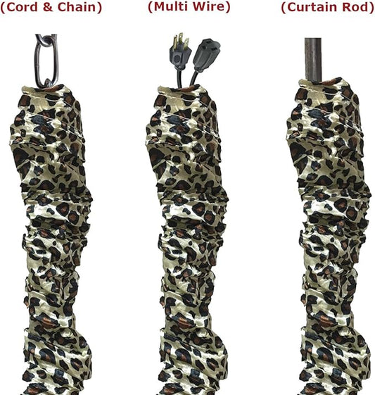 Royal Designs, Inc. Cord & Chain Cover 4 ft Silk Type Fabric, Chandelier Pendant Lighting Chain & Cable Management, Touch Fastener, Leopard Brown - 1 Pack