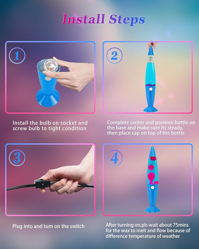 Liquid Motion Lamp Large Adored by Adults and Kids for Years, Motion Lamp with Pink Wax in Blue Water for Boys Girls Bedroom Office Decor, Relaxing Mood Light for Night Birthday Party