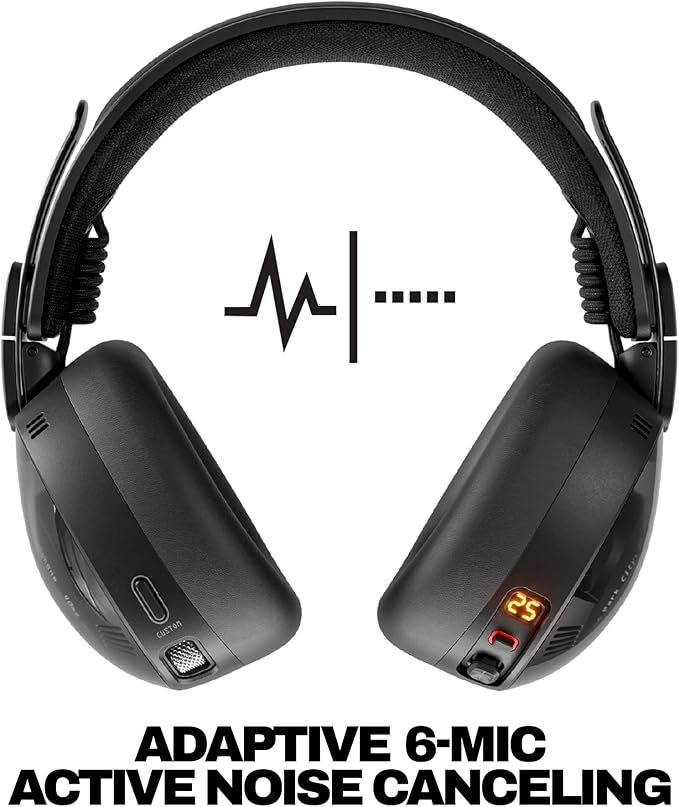 Skullcandy Aviator 900 ANC Wireless Over-Ear Bluetooth Headphones, THX Spatial Audio with Head Tracking, Adaptive Noise Cancelling, Up to 60 Hours Battery, Microphone for iPhone Android - True Black