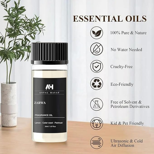 Hotel Scent Zarwa Diffuser Oil 50ml – Inspired by Aventus Cologne – Premium Home Scent – Essential Oil with Lemon, Patchouli, Cedarwood – Luxury Aromatherapy Refill for Diffusers
