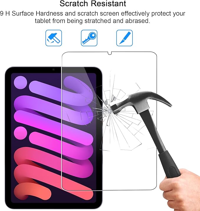 SIBEITU 2 Pack Screen Protector for iPad Mini 7 A7 Pro 2024/iPad Mini 6th 2021, 8.3 Inch HD Clear 9H Hardness Tempered Glass Film Compatible with iPad Mini 7/6, Scratch Resistent, Touch Sensitive