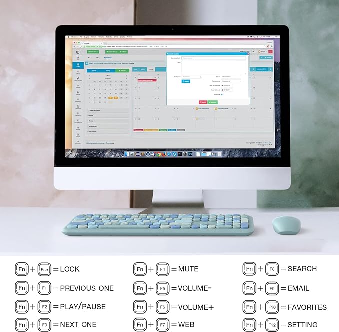MOFII Wireless Keyboard and Mouse Combo Silent, Slim Compact 2.4G USB Full Size, Cute 110 Keys Keyboard for PC, Notebook, MacBook, Tablet, Laptop, Windows System