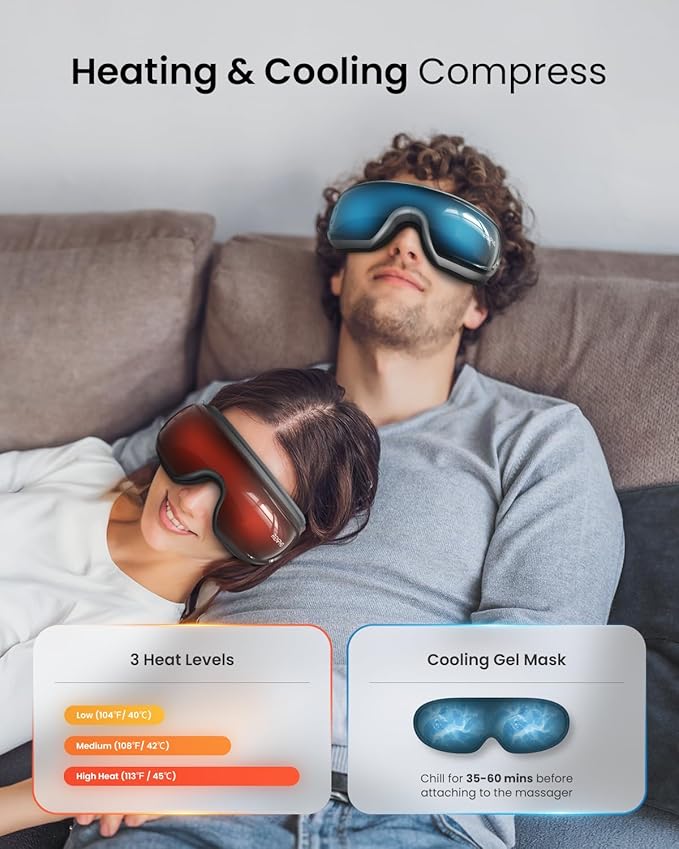 RENPHO Eyeris 3 Eye Massager with Heat and Cooling for Migraines, Voice Control Eye Mask, Eye Care Device with DIY Massage Setting, Birthday Gifts for Women/Men, Reduce Dry Eyes
