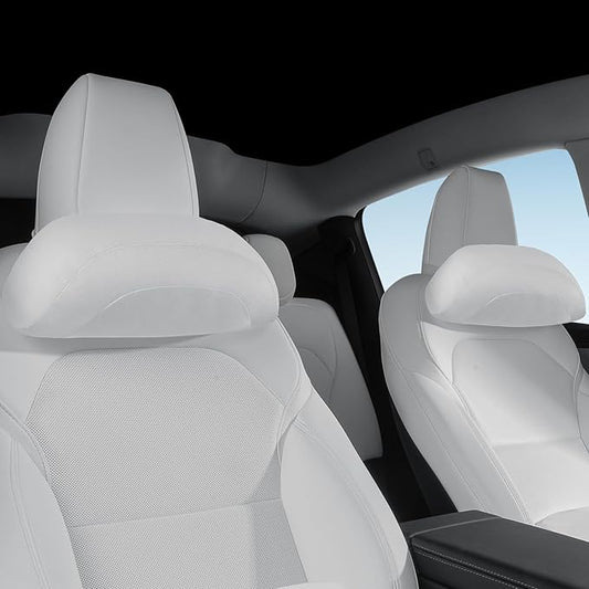 Car Headrest Pillow for Driving, Softness Ergonomic Design Universal Travel Neck Pillow for Most Cars, Office Chairs, Gaming Chairs with Extra Filler Cotton Bag (White, 2PC)