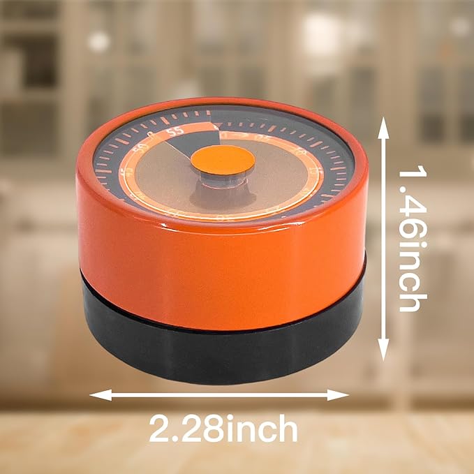 Kitchen Timer for Cooking, 2 PCS 60 Minute Visual Timer with Magnetic Base Mechanical Desk Timer for Home Kitchen Cooking Classroom Study Office Desk Use(Orange)