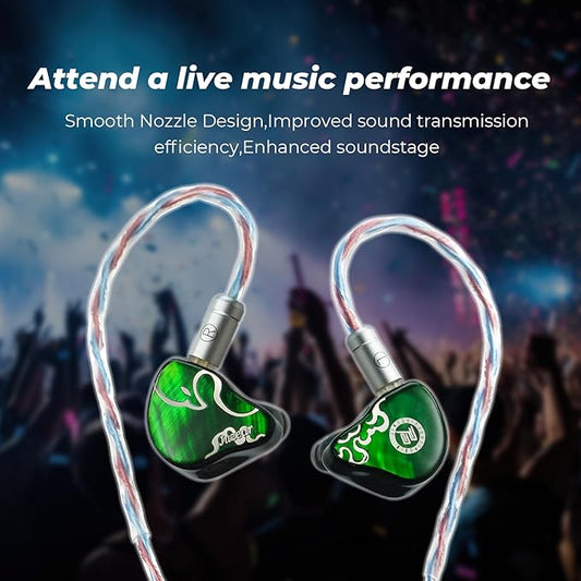 HiFiGo IEMs Juzear x Z Review Defiant in Ear Monitor, 1DD +3BA Hybrid Drivers Earphones, HiFi Wired Earbuds, Gaming Earbuds with 3.5/4.4mm Detachable Cable for Musician Audiophile Gamer (Green)