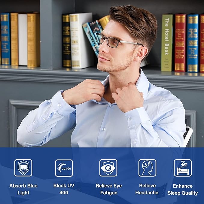 Cyxus Blue Light Glasses Computer Glasses UV Blocking GRP Square Frame Clear Lens Ultra Light Eyewear T34