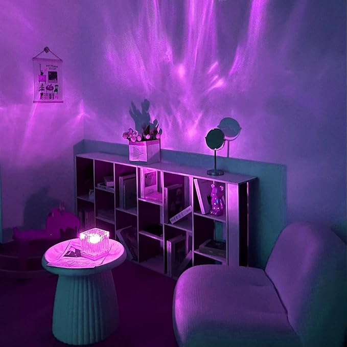 Northern Lights Projector Touch,16 Colors Changing Light Dimmable Mood Lighting, Cube Aurora Glow Lamps with Dynamic Ripple Effect, Remote Galaxy Light Projector for Bedroom Playroom Kids Teens Gifts