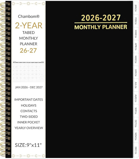 2026-2027 Monthly Planner 2 Year Monthly Planner/Calendar 2026-2027, 24 Months Calendar Planner Jan 2026 – Dec 2027, 9" x 11", Tabs, Double-Side Pocket, Holidays, Thick Paper