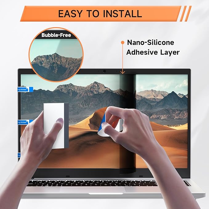 360° Laptop Privacy Screen 14 Inch 16:10, 4 Way Computer Monitor Privacy Shield, Matte Anti Glare Blue Light Filter Compatible with Lenovo Hp Dell Acer Asus Thinkpad Envy Xps