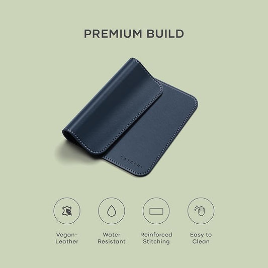 Satechi Vegan-Leather Mouse Pad, Ergonomic, Reversible, Scratch and Water Resistant, Easy to Clean, for Office and Home, 9.8" x 7.5" x 0.14" - Blue