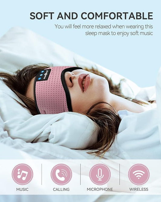 MUSICOZY Bluetooth 5.4 Sleep Headphones Eye Mask, Breathable Sleeping Headband Headphones with Wireless Earbuds Earphones for Side Sleepers Mom Women Cool Tech Unique Gifts Gadget