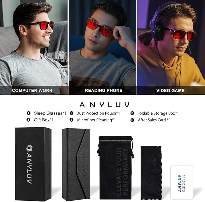 ANYLUV Blue Light Glasses Men Woman, Blue Light Blocking Glasses for Computer Gaming, Eye Strain Relief Eye Protection