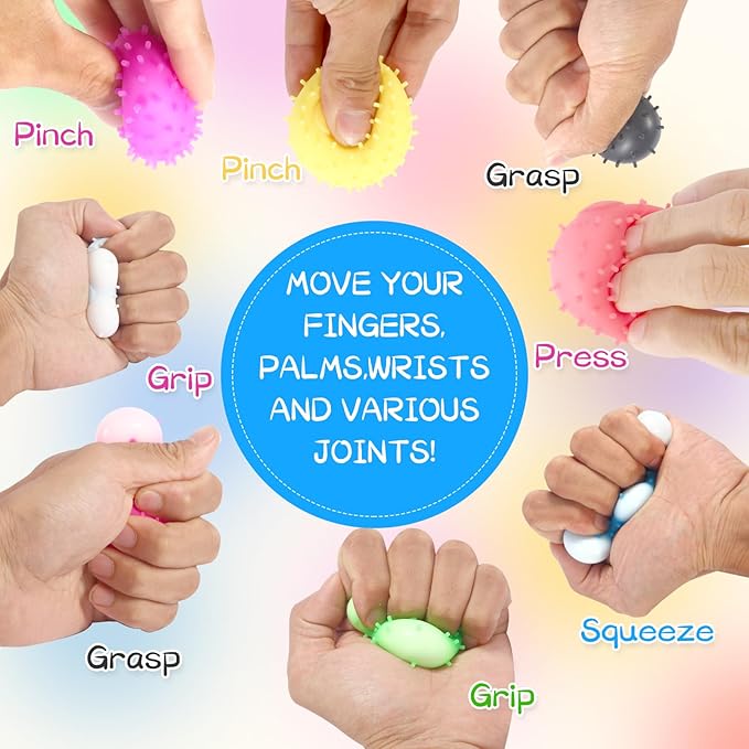 32 Pack Mini Spiky Stress Balls, Stretchy Fidget Toy for Anxiety Stress Relief, Pull Stretch Sensory Dough Soft Fidget Squishy Toys Classroom Prize Box Party Favor Kids Adults