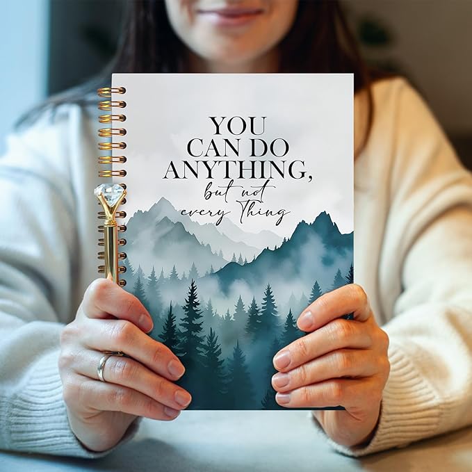 Forest Inspirational Notebook, Motivational Quote Journaling Notebook, Positive Journal for Women Men, You Can Do Anything But Not Everything Spiral Notebooks 5.5x8.3 Inch