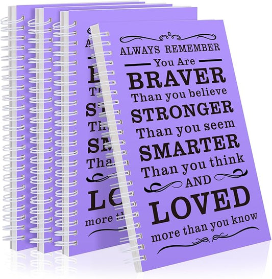 4 Pcs A5 Spiral Notebook,Inspirational Journal,Motivational Journal for Women Men,100 Pages Lined Spiral Journal Notebook College Ruled Daily Diary for School,Travel,Business,Work (4Pcs Always-Purple)