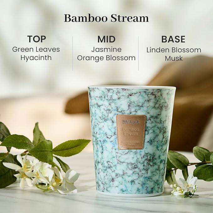 M&SENSE BambooStream Scented Candles for Home, 3-Wick Highly Scented Jar Candles, Extra Large Candle 35 Oz 150 Hours Long Lasting Burning, Relaxing Aromatherapy Candle for Stress Relief, Meditation