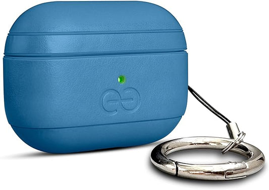 Dreem Om Case Cover with Keychain Clip Compatible with AirPods Pro 2/Pro, Protective One-Piece Hard Shell, Luxury Vegan Leather AirPod Pro Case 2nd/1st Generation with Separate Clip [Slate]