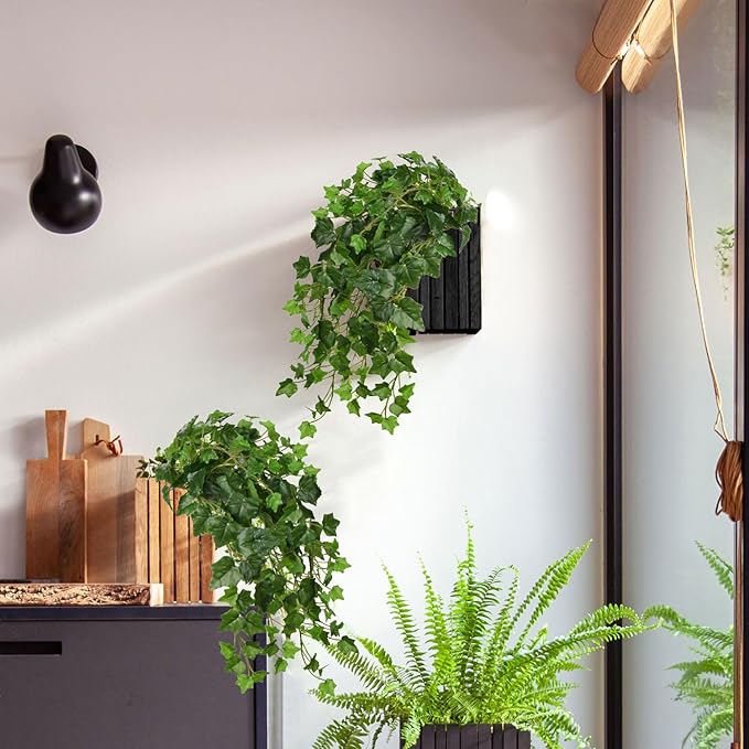 Hollyone 2pcs Artificial Hanging Plants 24" Fake Ivy Vine Faux Ivy Leaves Hanging Plant Greenery for Wall House Room Patio Indoor Outdoor Home Shelf Office Wedding Decor