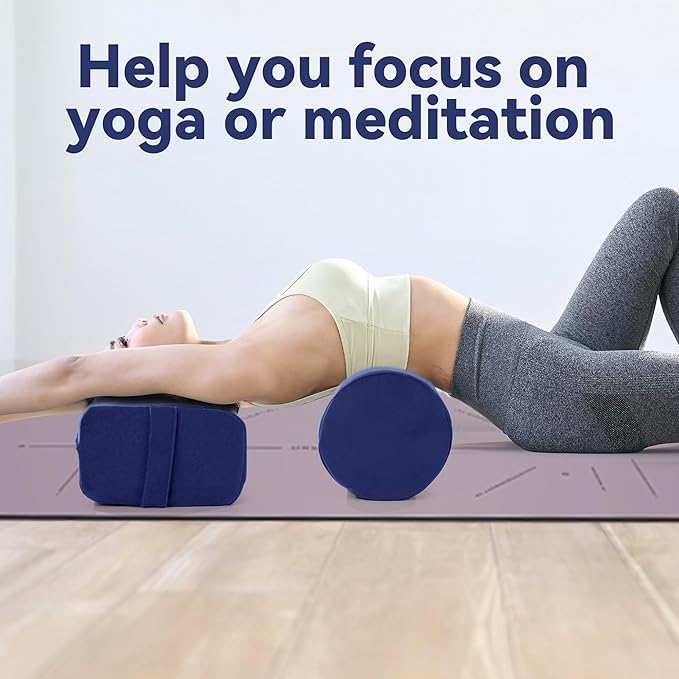 MABOZOO Yoga Bolster Set, Velvet Cover High Density Foam Pillows for Restorative Yoga and Meditation, Rectangular and Cylinder Bolster Pillow Meditation Cushion Pillow For Women Leg