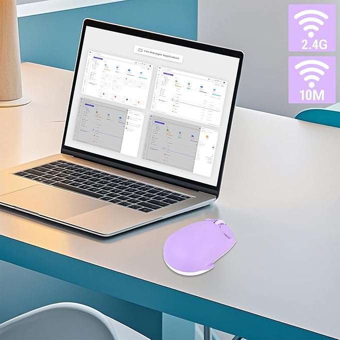 Cute Pig Design Wireless Mouse - Dual Mode Bluetooth & USB, Silent Operation, Ergonomic, Ideal for Laptops & PCs, for Animal Lovers and Family (Purple)