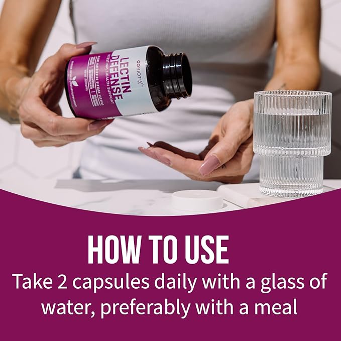 GOBIOTIX Lectin Defense - Lectin Blocker Supplement for Leaky Gut with MSM and Digestive Enzymes - Aids in Intestinal Health for Women and Men - Non-GMO + Gluten Free - 60 Capsules (1)