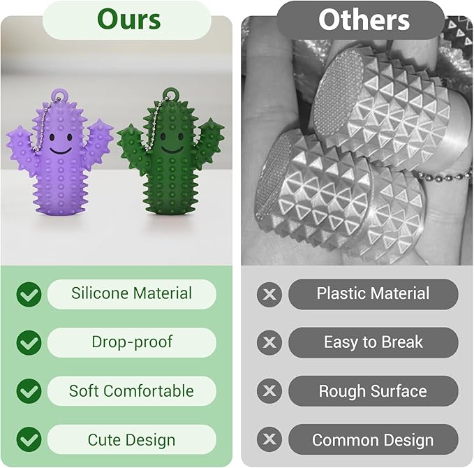 2 PCS Silicone Little Cactus Ouchies Pain Fidget Toys Mini Spiky Sensory Fidget Novelty Sensory Gifts for Adults Teens Anxiety & Stress Relief (GreenPurple, 2P)