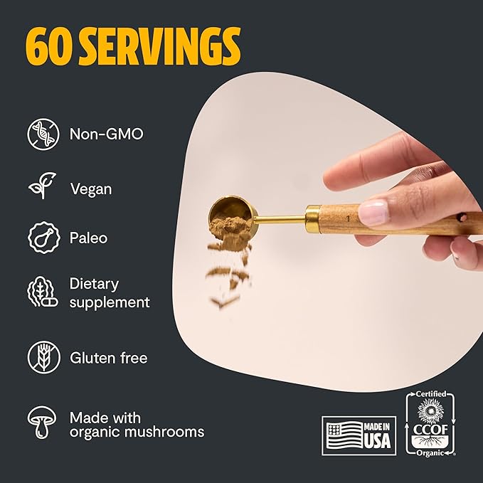 FreshCap Mushrooms Cordyceps Mushroom Powder 10,000mg - Mushroom Extract Immunity Supplement, Ayurveda Nootropic Mushroom Supplements (60 Servings)