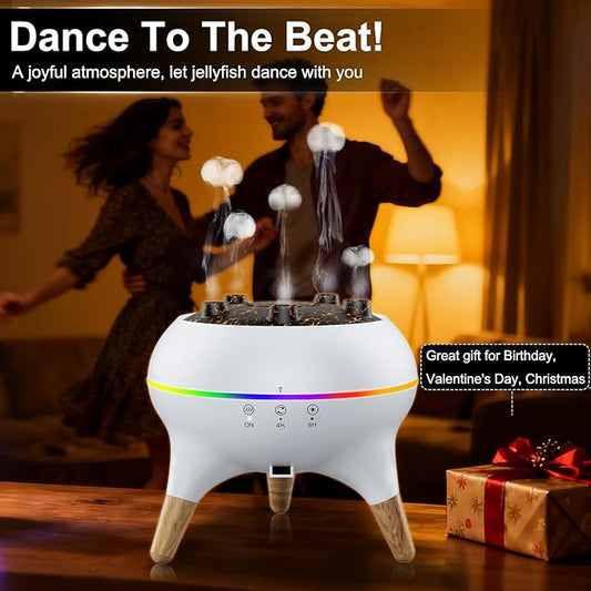 Morbou Essential Oil Diffuser Jellyfish Mist Dancing with Music Aromatherapy, 7 Colorful Lights Hotel Collection Diffuser Oils Scents for Home, Extra 2 * 10ml Essential Oils