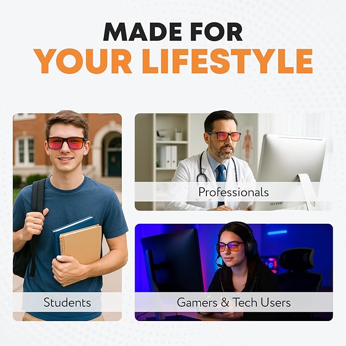 Prospek Blue Light Blocking Glasses SOLARIS – Orange Lenses Filter 99.9% Blue Light, May Improve Sleep, Focus & Eye Protection