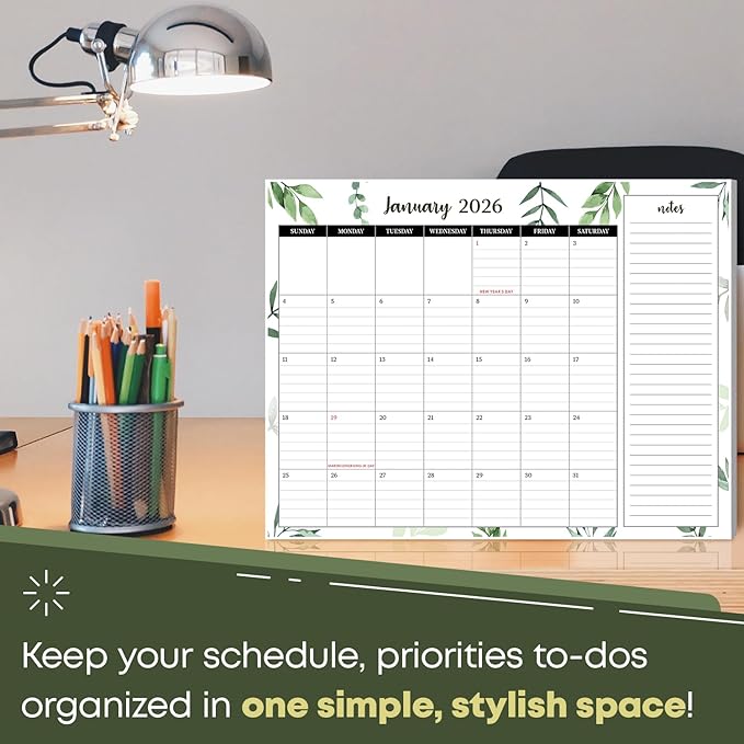 2026 Year Desk Calendar 11" x 8.5" Desktop or Wall Planner, Tear-Off Pad for Easy Planning, Includes a Notes Section To Do's Monthly Tasks for the Year of 2026 | Runs from January 2026 - January 2027