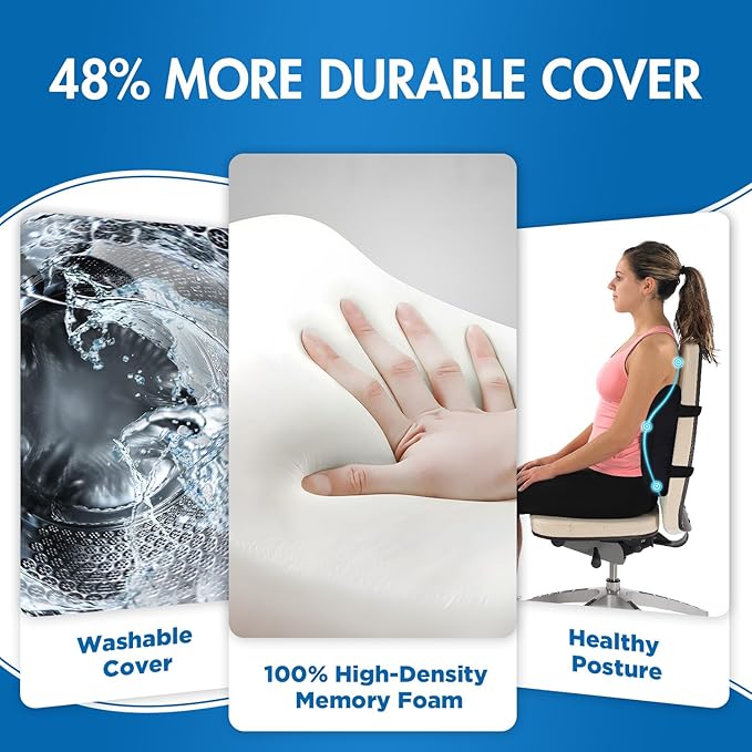 Lumbar Support Pillow for Office Chair Car, Gaming Chair Lower Back Pain Relief Memory Foam Cushion with 3D Mesh Cover Ergonomic Orthopedic Back Rest Lower Back Support