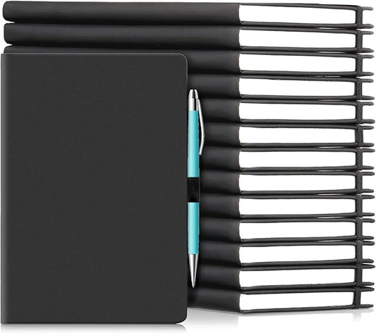 Laumoi 14 Pack Lined Journal Notebooks 5.5 x 8.2 Inch A5 Hardcover Notebook College Ruled Notepad with Pen Holder PU Leather Ruled Lined Journals for School Business Work Writing(Black)