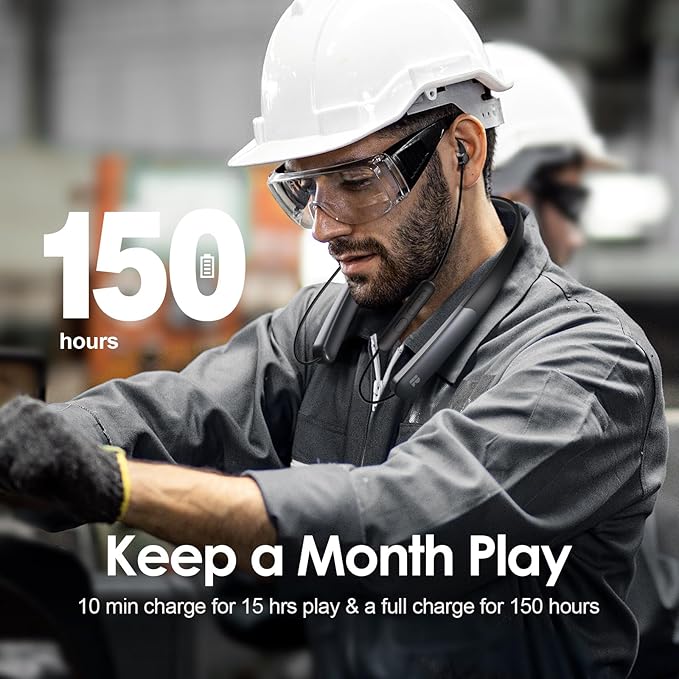 Bluetooth Headphones, 150H Playtime Wireless Bluetooth Earbuds with Earhooks, w/Mic in-Ear Magnetic Neckband Earphone, IPX7 Sweatproof Deep Bass Headset for Home, Traveling, Outdoor, Business Trips