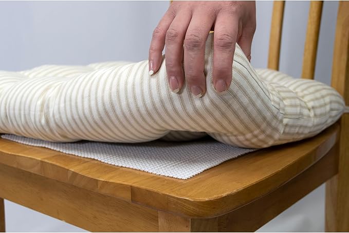 Barnett Home Decor Dining Chair Cushions with Ties, 16.5 x 18, Pack of 2 – Madrid Sage Green Gingham Check – 100% Cotton, Latex Foam Fill, Made in USA