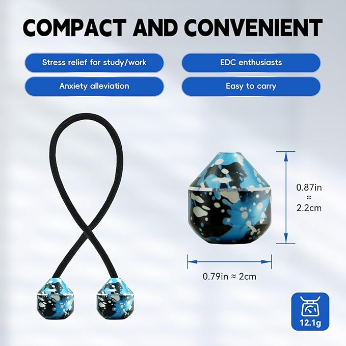 Fidget Beads, Metal Fidget Toy EDC Anxiety Relief Toy for Men Women Teens Skill Players Stress Relief Toys(A-Blue White Black)