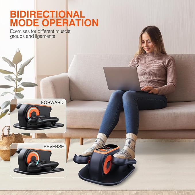 Under Desk Elliptical Machine, Electric Ellipse Leg Exerciser While Sitting for Seniors, Quiet Portable Elliptical Machine with 12 Adjustable Speeds, Seated Pedal Exerciser with Remote Control