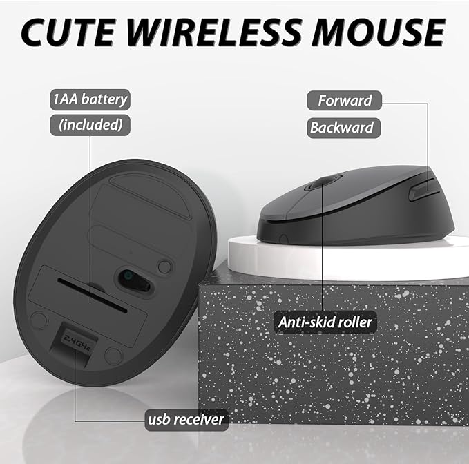 Wireless Keyboard Mouse Combo, Colorful Mouse and Keyboard Combo, 104 Keys Cute Wireless Keyboard with Number Pad for Windows, Computer, PC, Notebook, Laptop (Grey)