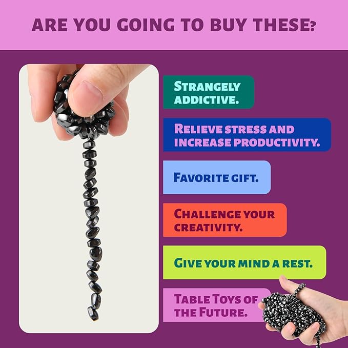 Ferrite Rocks,Black More Than 600 Weak Magnetic Smooth Ferrite Pebbles, Desk Toys and Time-Killer for Adults