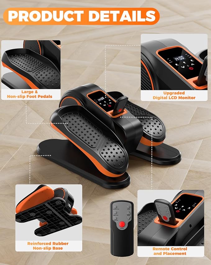 Under Desk Elliptical Machine, Ellipse Leg Exerciser as Seen on TV, LCD Display & 12 Adjustable Speed Ellipse Fit, Portable & Quiet Foot Pedal Exercise Machine, Mini Eclipse Leg Exerciser for Seniors