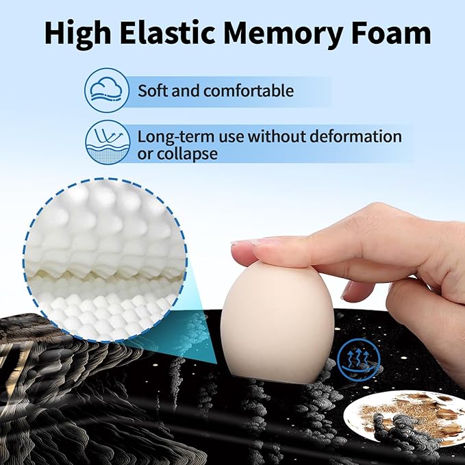 Ergonomic Mouse Pad with Wrist Rest Support, Mousepad with Comfortable Memory Foam Wrist Rest and Non-Slip PU Base for Pain Relief, Computer, Laptop, Office, Home (Moon)