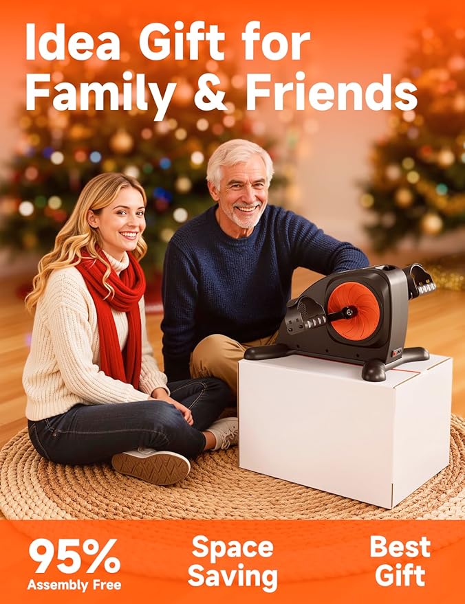 Mini Exercise Bike, Portable Under Desk Cycle Bike with 12 Adjustable Speeds for Arm/Leg Exercisers, Low-Impact Cardio Cycling Equipment, Remote Control & LCD Display Inner Thigh Exerciser